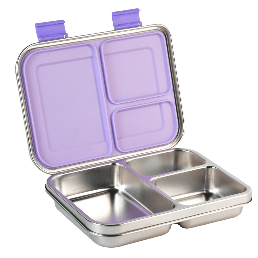 Mighty Stainless Steel 3 - Compartment Lunchbox - Lilac - Mum Made YumLunchbox