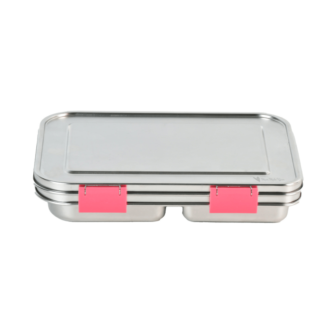 Mighty Stainless Steel 3 - Compartment Lunchbox - Pink - Mum Made Yum