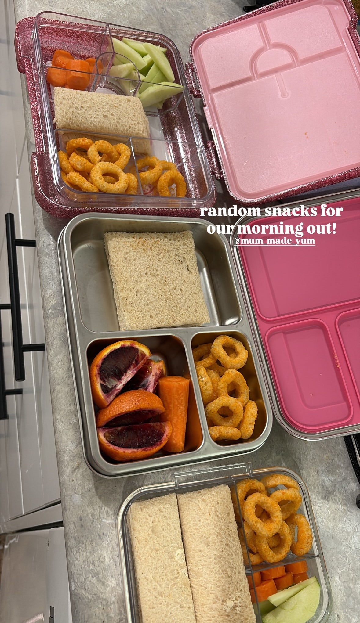 Mighty Stainless Steel 3 - Compartment Lunchbox - Pink - Mum Made Yum