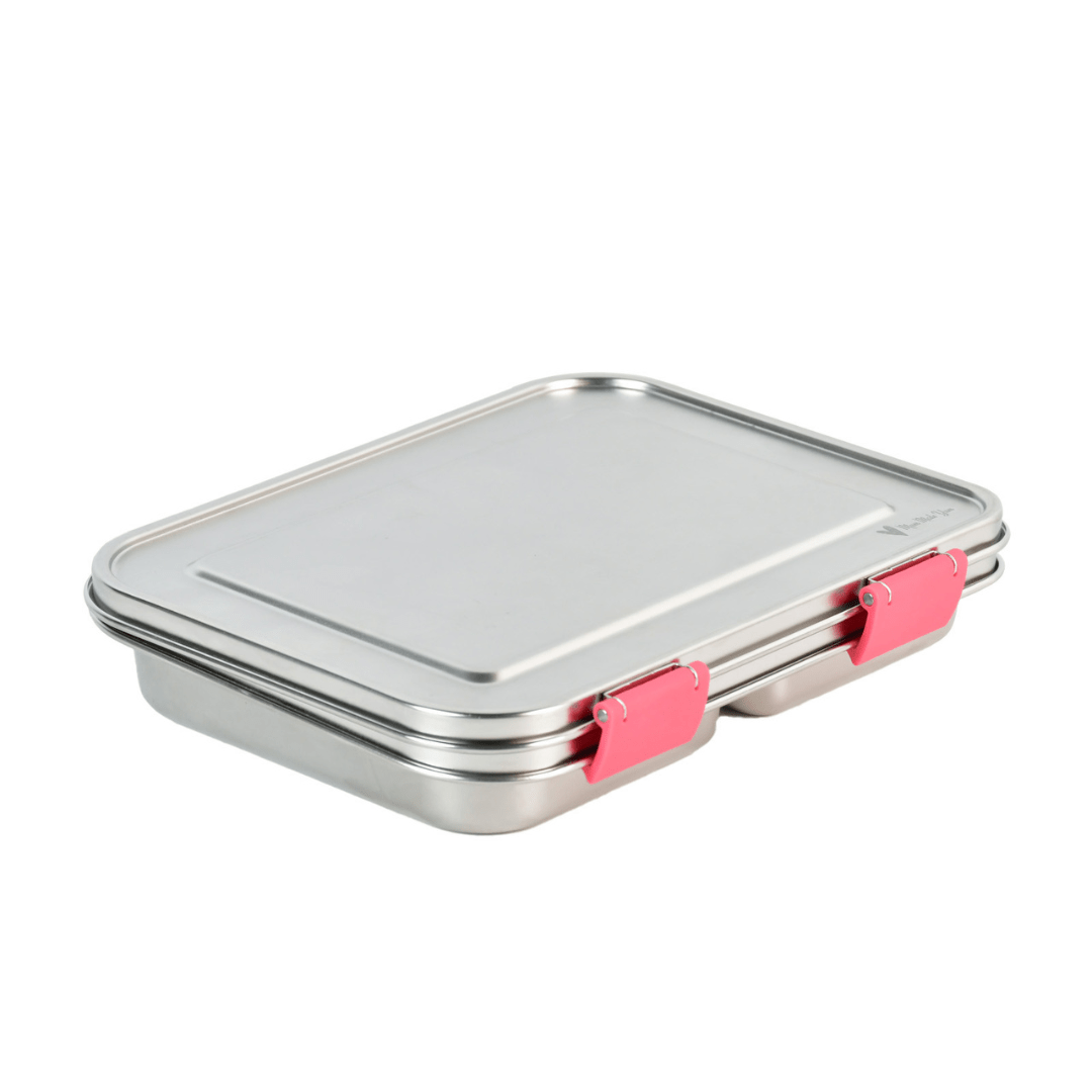 Mighty Stainless Steel 3 - Compartment Lunchbox - Pink - Mum Made Yum
