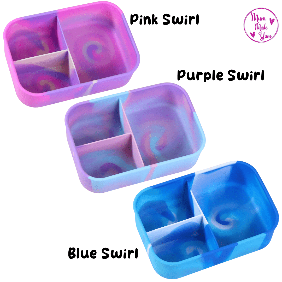 Silicone Bento Lunchbox - Blue Swirl - Mum Made YumLunchbox