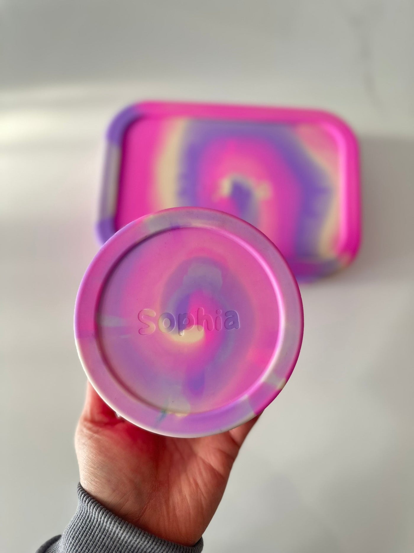Silicone Snack Pot - Pink Swirl - Mum Made YumLunchbox