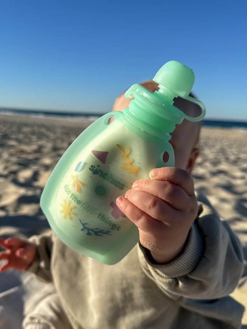 Sinchies 120ml Reusable Food Squeezy - Pack: 2 - Green Pastel - Mum Made YumLunchbox
