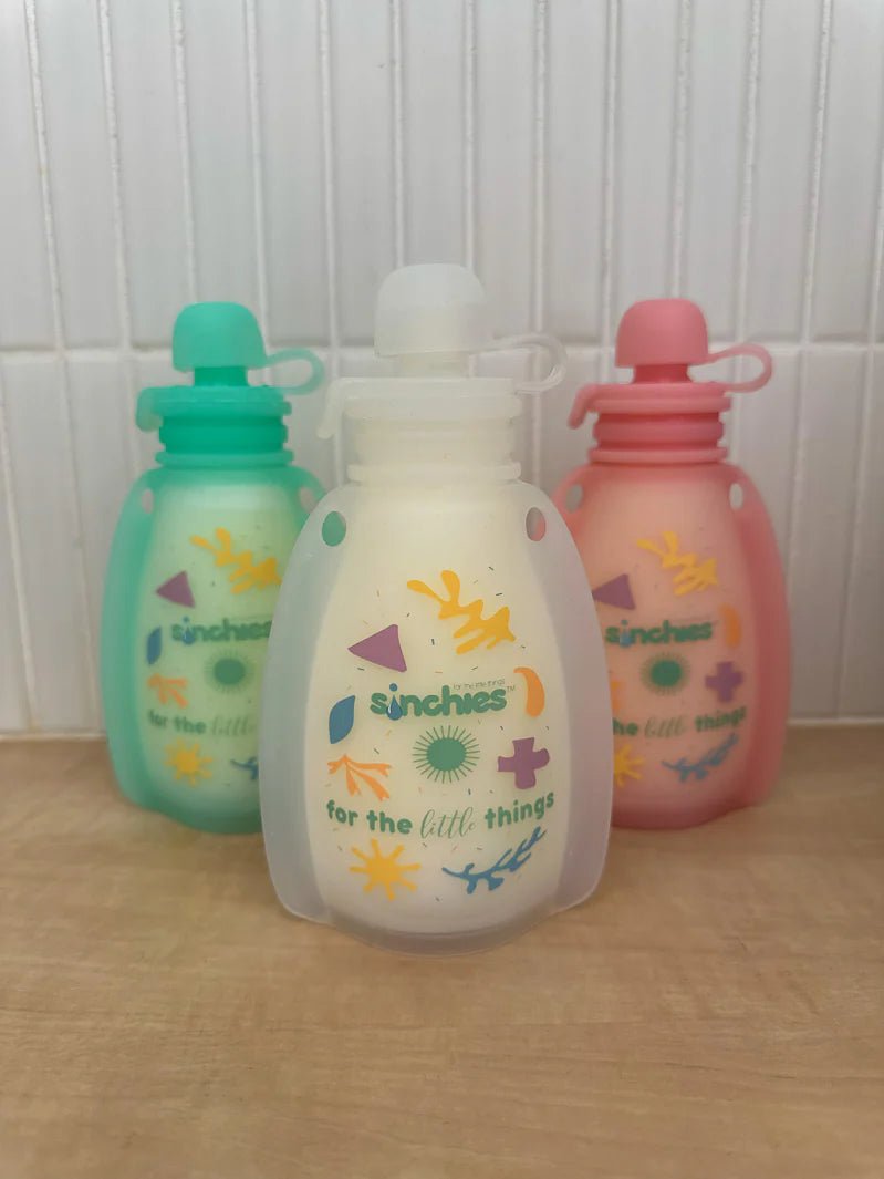 Sinchies 120ml Reusable Food Squeezy - Pack: 2 - Green Pastel - Mum Made YumLunchbox