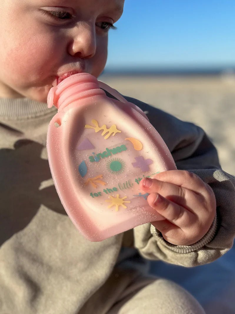 Sinchies 120ml Reusable Food Squeezy - Pack: 2 - Pink Pastel - Mum Made YumLunchbox
