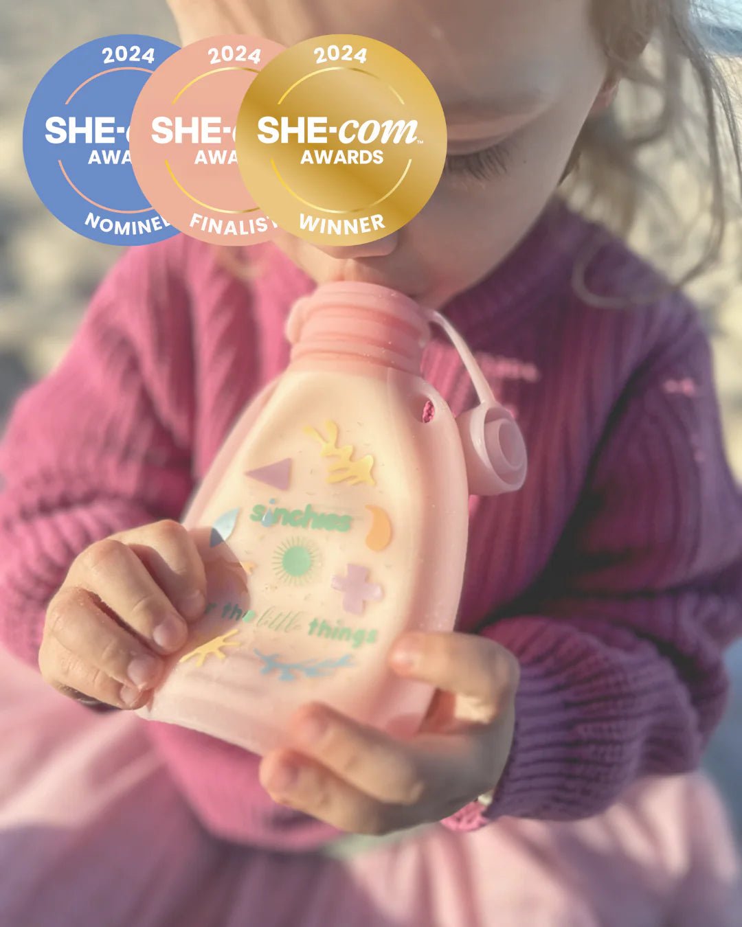 Sinchies 120ml Reusable Food Squeezy - Pack: 2 - Pink Pastel - Mum Made YumLunchbox