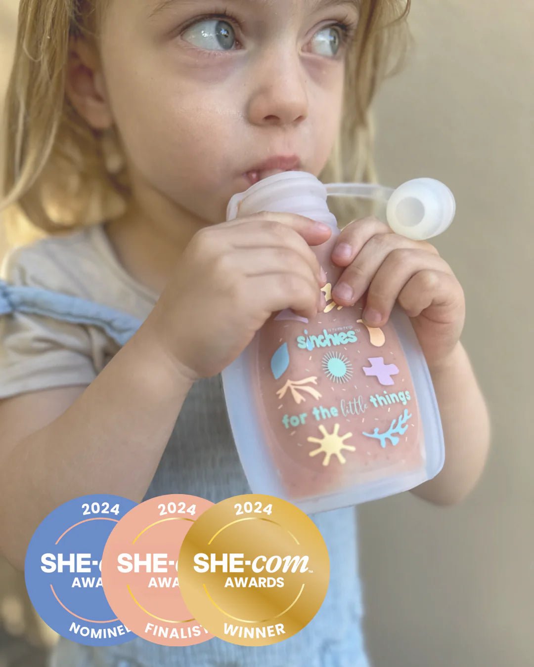 Sinchies 120ml Reusable Food Squeezy - Pack: 2 - White Pastel - Mum Made YumLunchbox