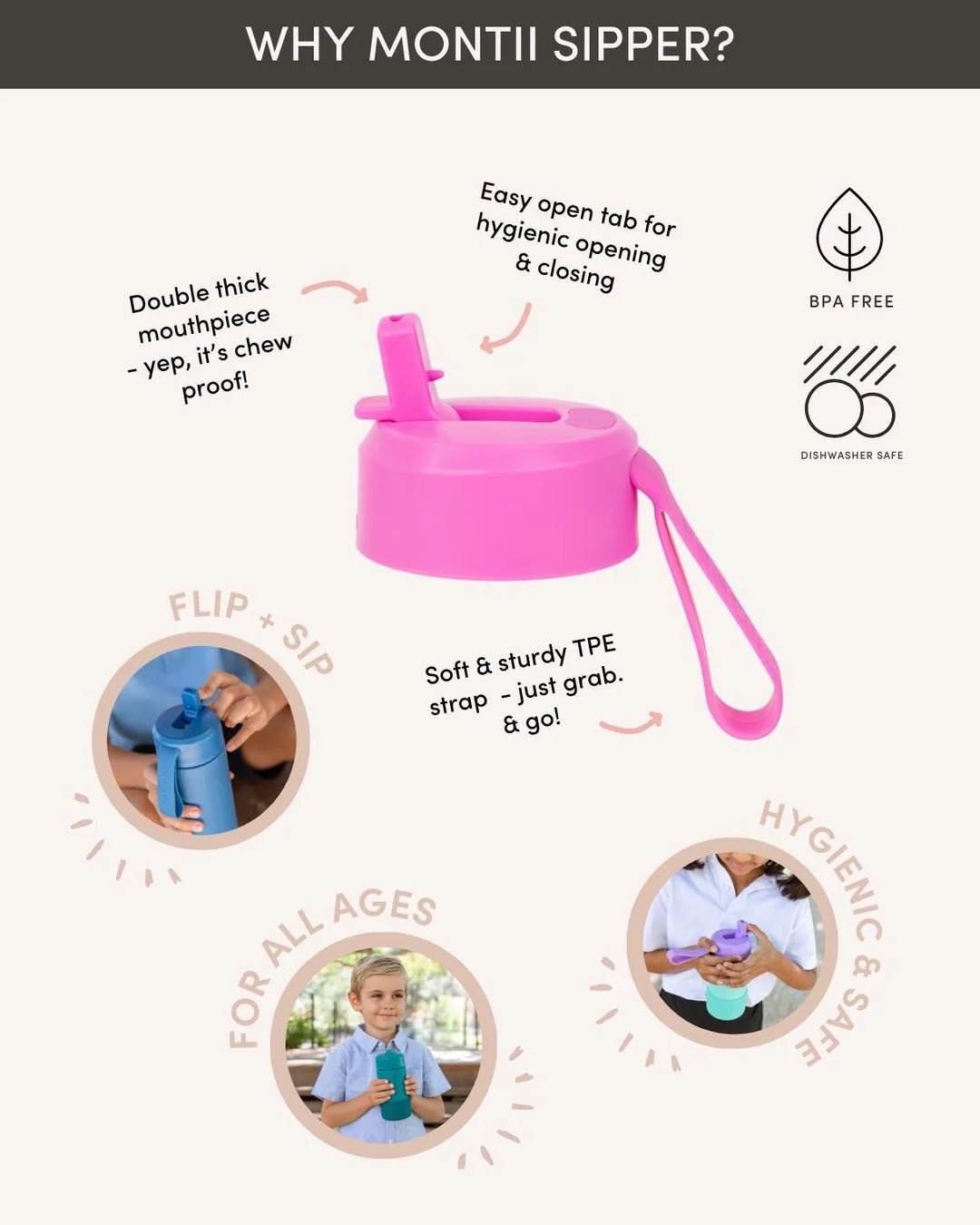 Sipper Lid + Straw (475ml or 700ml) - Coastal - Mum Made YumAccessories