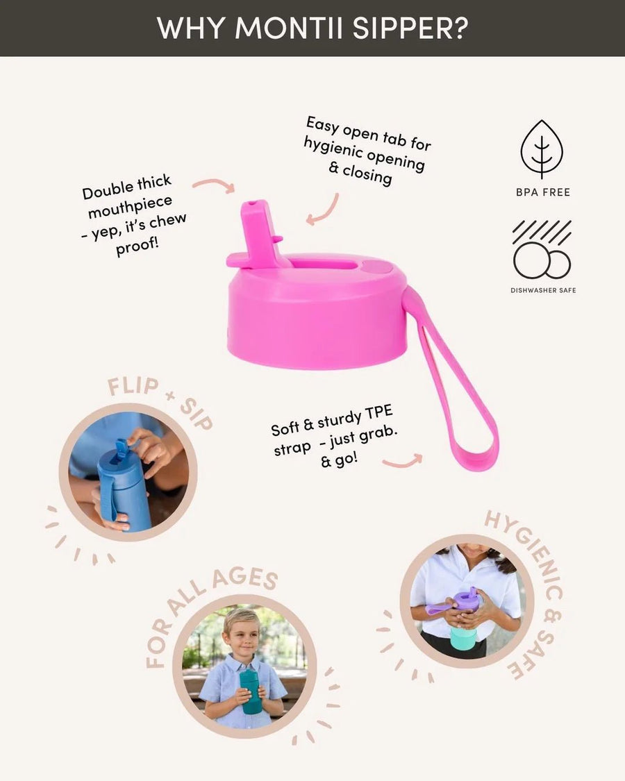 Sipper Lid + Straw (475ml or 700ml) - Coastal - Mum Made YumAccessories