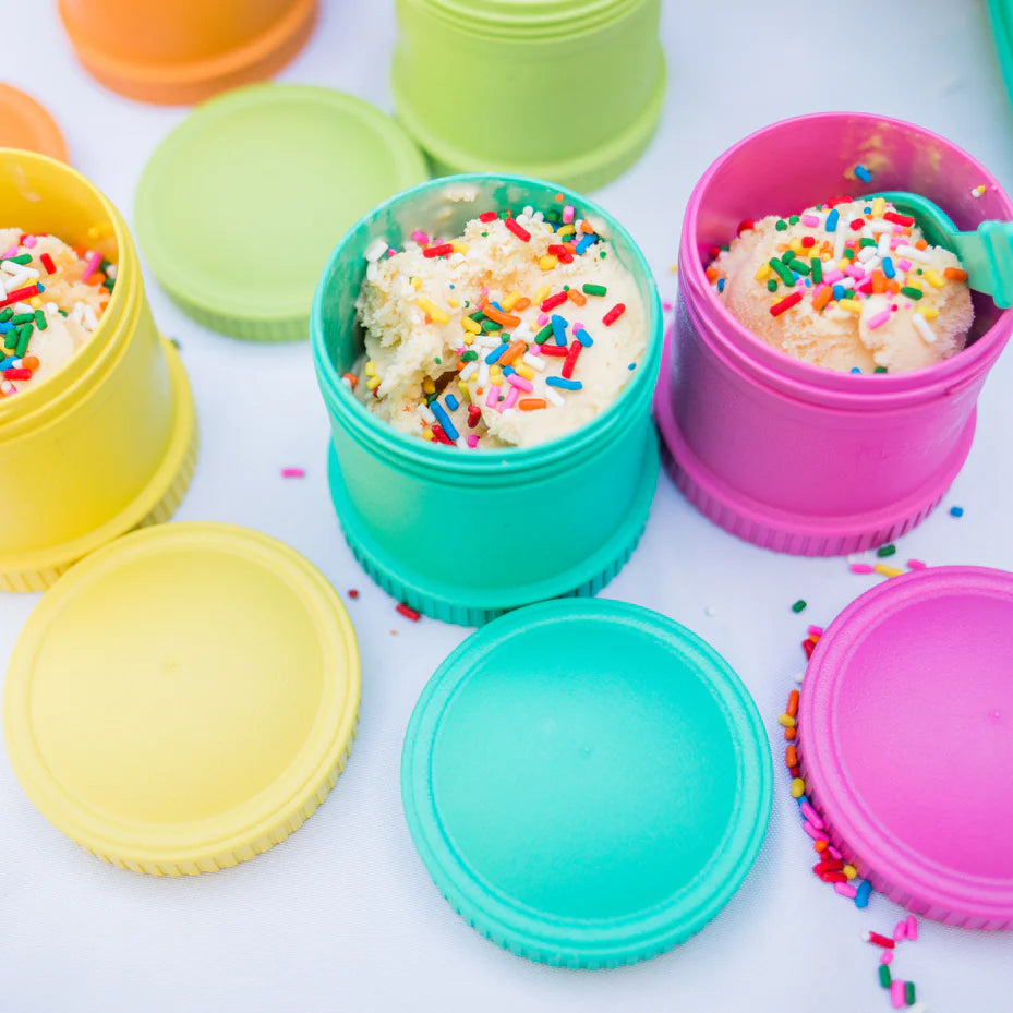 Colorful containers with ice cream and sprinkles on a white background. RePlay Recycled Snack Stack (2 Pods) - Aqua