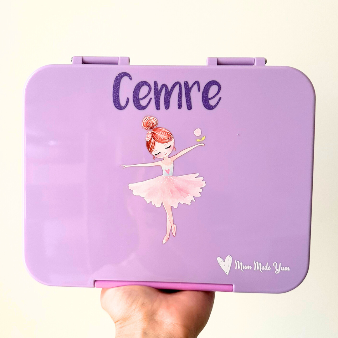 violet ballerina personalised lunchbox