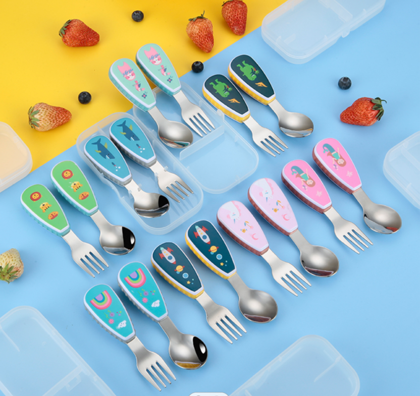 Spoon & Fork Kids Cutlery Set - Rocket
