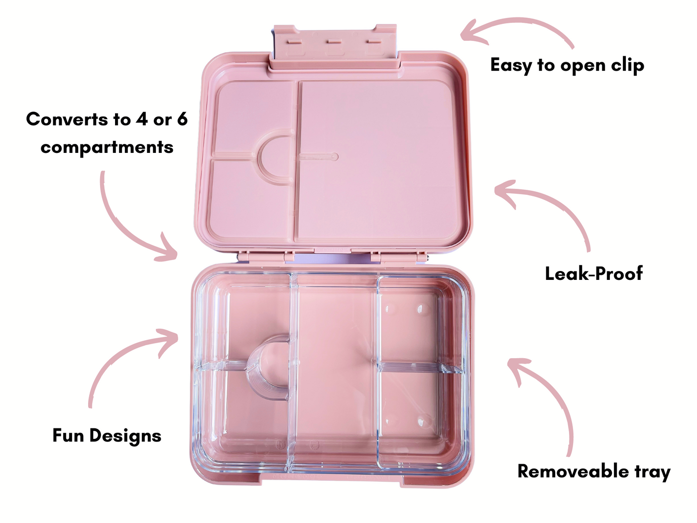 Kids Personalised Bento Lunchbox Pink Peach