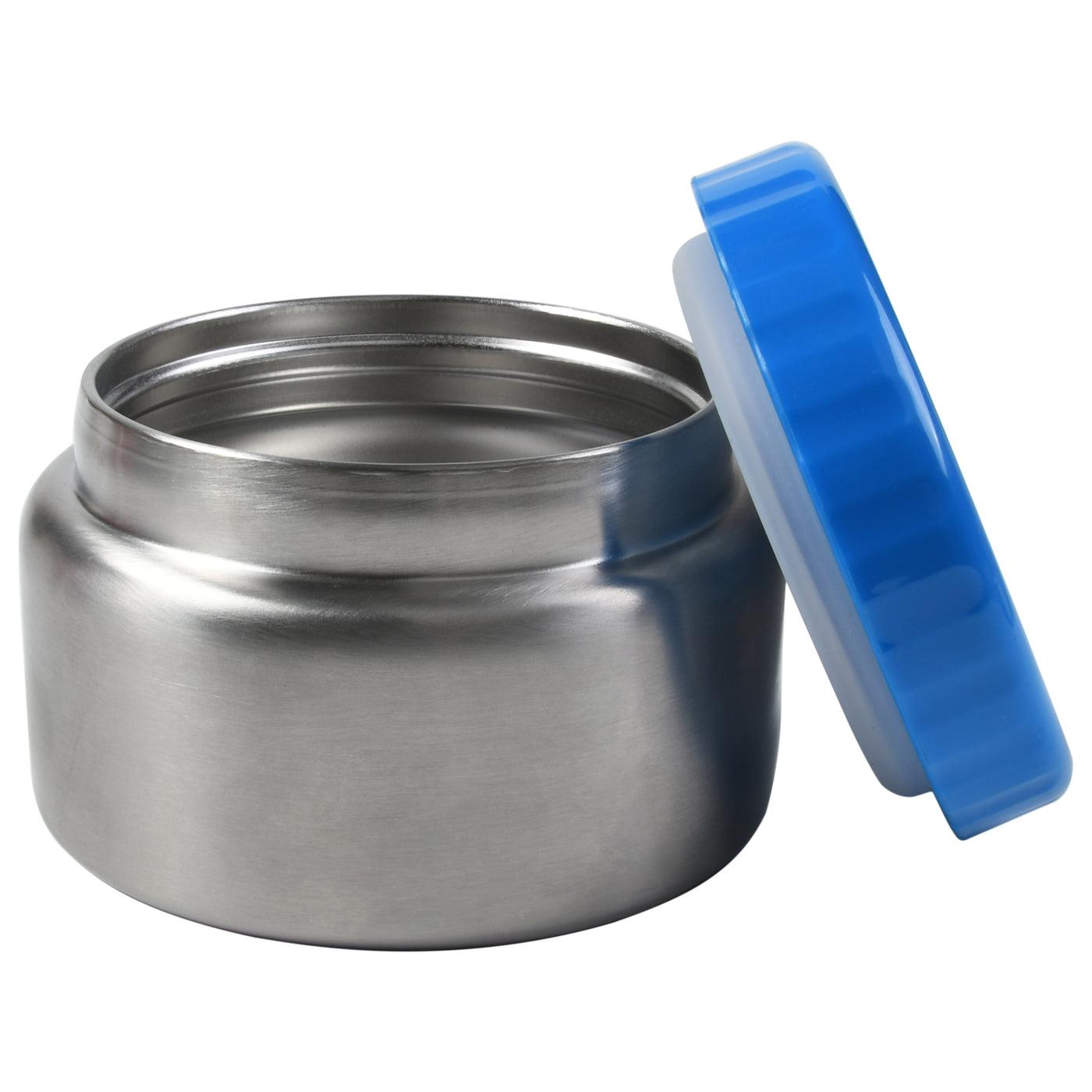 Blue Thermal insulated food jar open lid