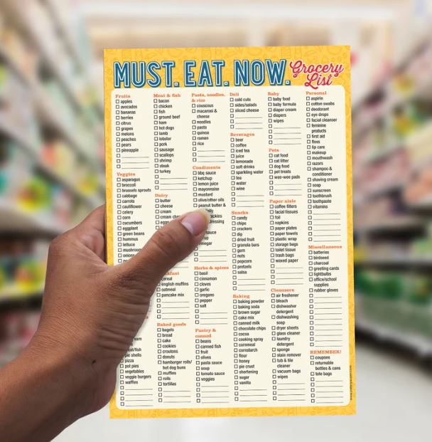 Must. Eat. Now Grocery Shopping List - 60 Sheets