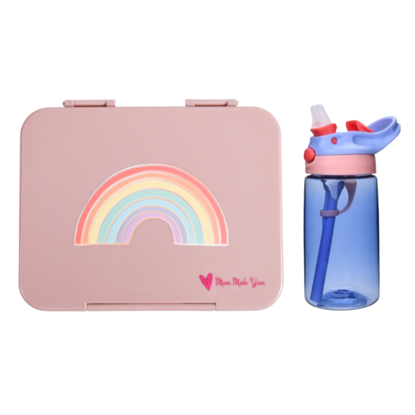 Bento COMBO Pack! Lunchbox (Large/ Peach Rainbow) + Drink Bottle