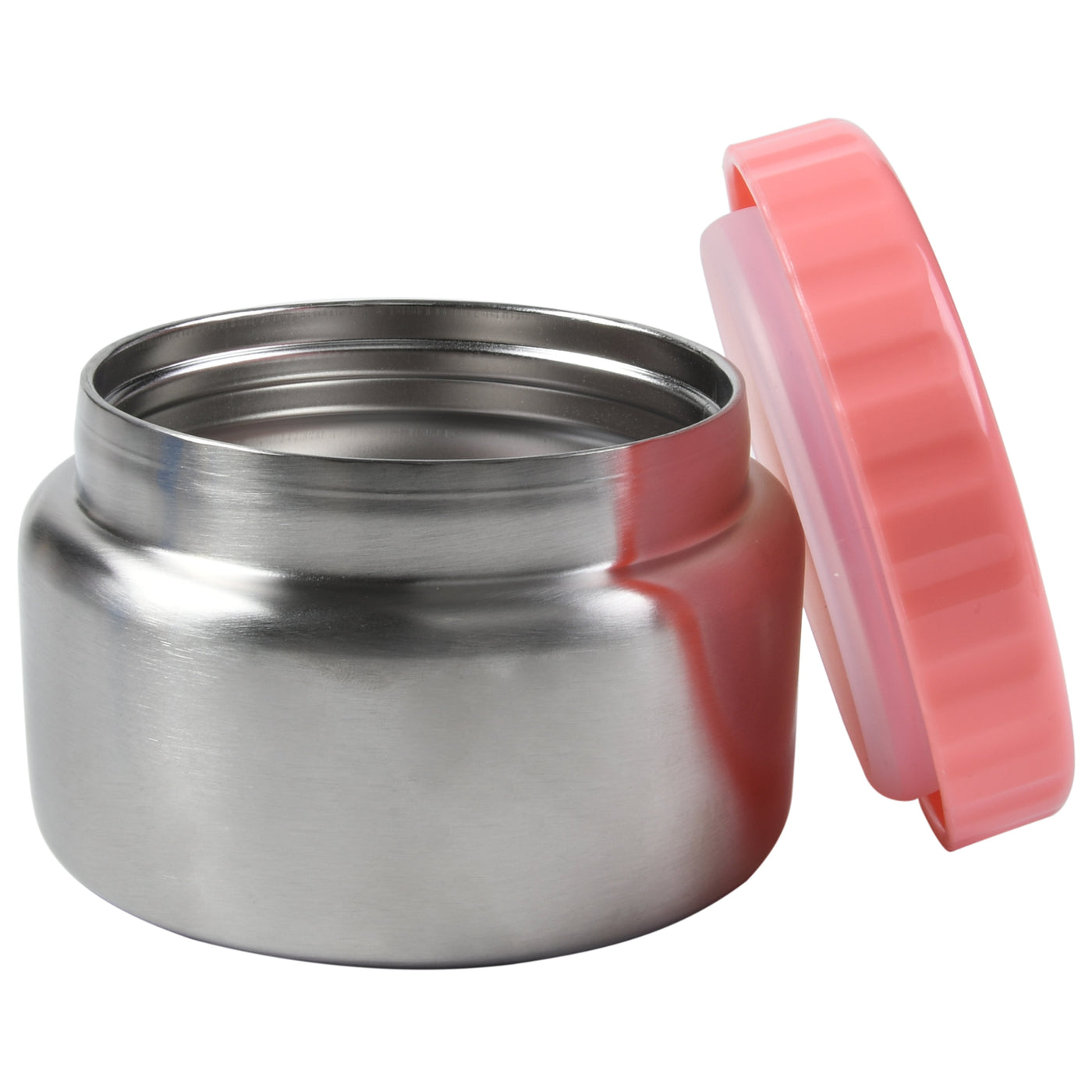 Pink Thermal insulated food jar open lid